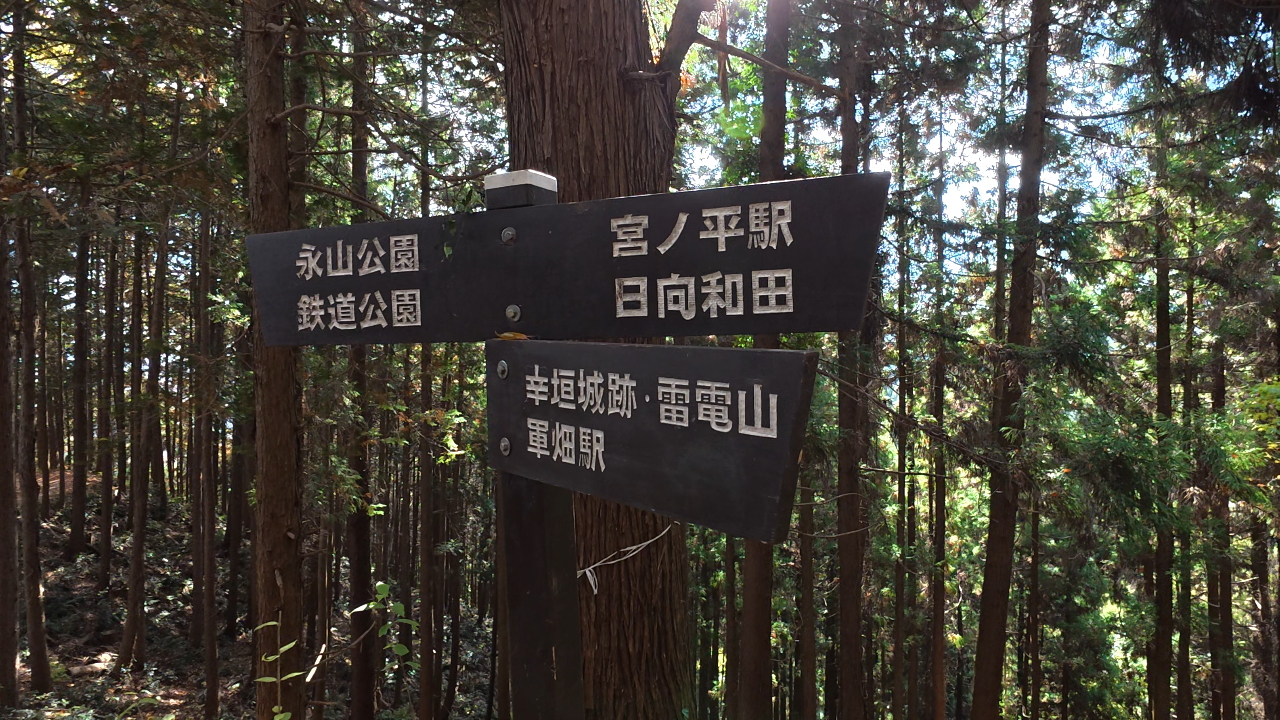 坂を下りたところの分岐を宮ノ平駅方向へ